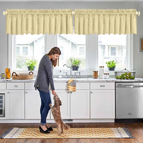 Miniatura 12 de Cortinas de cocina negras Ladity - 2 paneles de cortinas cortas opacas, 36 pulgadas, privacidad, niveles de café, cortinas de granja para ventana