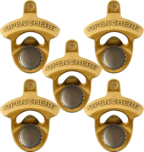 Miniatura 8 de Abrebotellas de cerveza magnética negra para montar en la pared, con imanes incrustados, 5 unidades Negro
