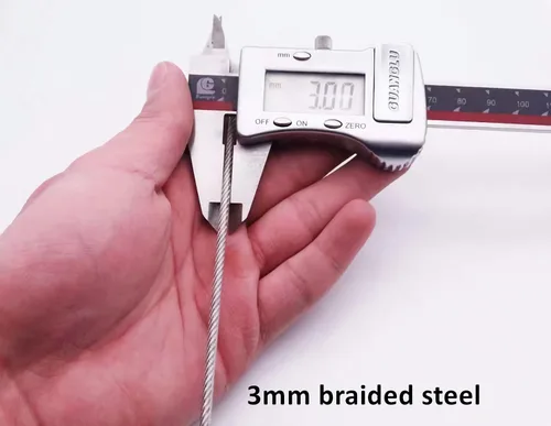 Miniatura 7 de GOMRQING Cerradura de cable de seguridad para viajes al aire libre, 0.118 in, 78.7 in, 6.6 pies de largo, cable de seguridad trenzado recubierto