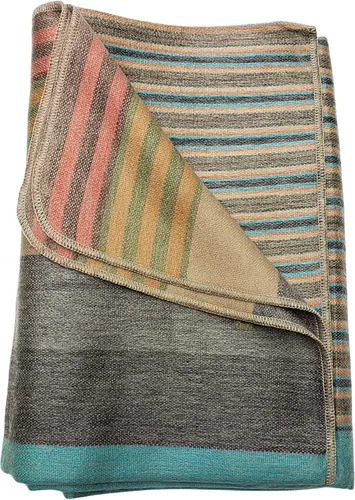 Miniatura 8 de DAVLINA, Manta de lana de alpaca Súper suave, ligera, transpirable e hipoalergénica No pica ni rasca (beige marrón multicolor, Queen