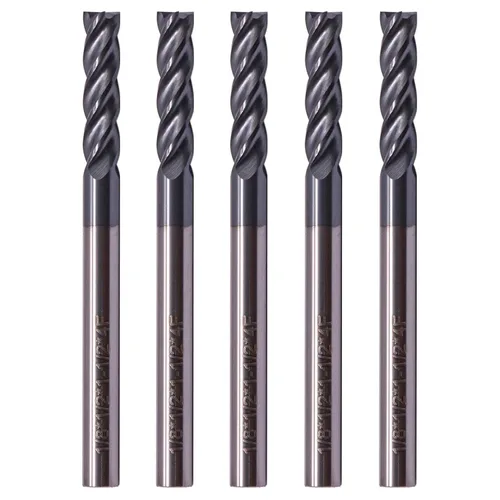 Miniatura 12 de BestParts 5 fresas cuadradas de carburo sólido de alto rendimiento, revestimiento AlTiN, 4 flautas, hélice de 30 grados, diámetro de corte de 1/2