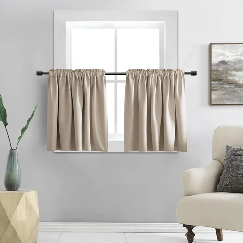 Miniatura 21 de DONREN - Cortinas blackout de 2 paneles con bolsillo para cortinero Negro