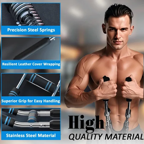 Miniatura 6 de Entrenador de brazo Twister, resistencia ajustable de 70 a 130 libras, equipo de entrenamiento de pecho y brazo con empuñaduras para hombres