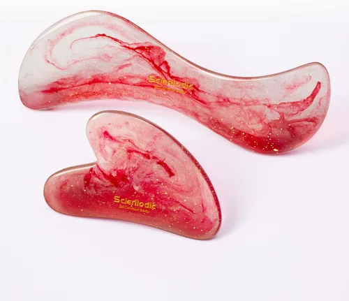 Miniatura 18 de Scienlodic Gua Sha - Herramienta de masaje con mango (resina), herramienta de raspado Guasha más grande para masaje de espalda, cuello, cara