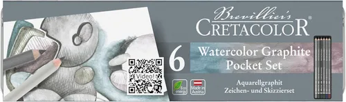 Miniatura 8 de Cretacolor AquaGraph - Juego de acuarelas de grafito, blanco, marrón, verde azulado, verde, rojo y azul
