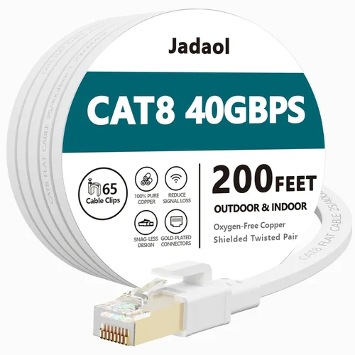 Miniatura 36 de Jadaol Cable Ethernet Cat 8 de 20 pies, 40 Gbps 2000 MHz, cable de conexión LAN RJ45 S/FTP, cable de red Cat8 de alta velocidad para router, módem