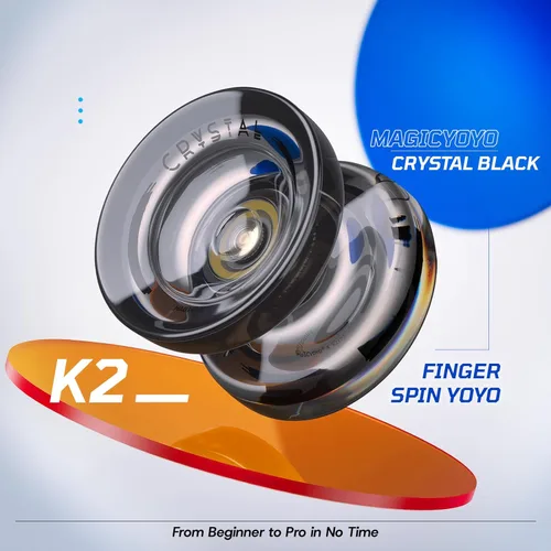 Miniatura 2 de MAGICYOYO K2 Yoyo Cristal Negro Profesional, Yoyo Sensible para Niños Principiantes con Rodamiento Extra No Sensible Yo Yo, Yoyo Pro de Plástico