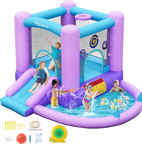 Miniatura 9 de FBSPORT Castillo inflable para niños, tobogán de castillo de rebote para interiores y exteriores, castillo inflable para niños pequeños, casa
