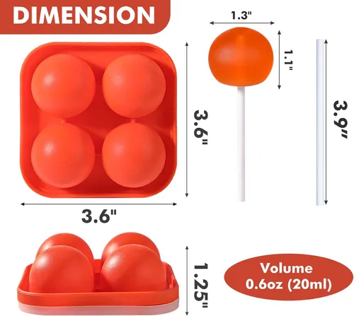 Miniatura 2 de Webake Juego de 3 moldes para piruletas, moldes de silicona para caramelos duros con 100 palitos de papel, moldes redondos 3D de caramelo con tapas