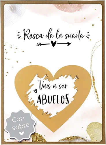Joli Coon Tarjeta de rascar Va a ser abuelos con sobre - Anunciar embarazo a los abuelos