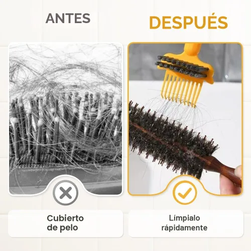 Miniatura 3 de Herramienta de limpieza para cepillos de pelo 2 en 1, cepillo de limpieza de peine 2025 NUEVO, limpiador de cepillos de pelo portátil, solución Verde
