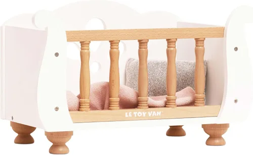 Le Toy Van - Juguete educativo de madera, juego de rol, hermosa cuna y cuna de muñeca de trineo | Juego de cochecito de juguete para niñas de 3 años