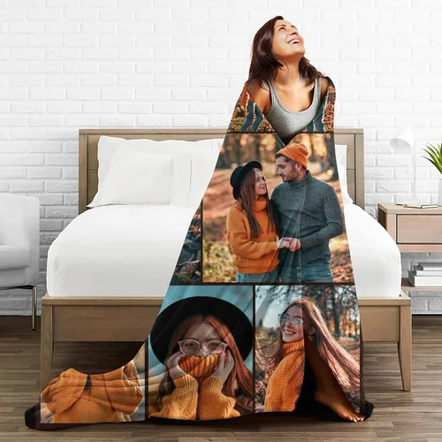 Miniatura 2 de Abybela Mantas personalizadas con fotos, mantas personalizadas con mis propias fotos, manta personalizada, regalos para familiares, amigos, mejores