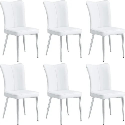 Miniatura 11 de Juego de 4 sillas de comedor de piel sintética, modernas sillas de comedor con tapizado de cuero y patas metálicas, juego de 4 sillas de comedor Bk-b