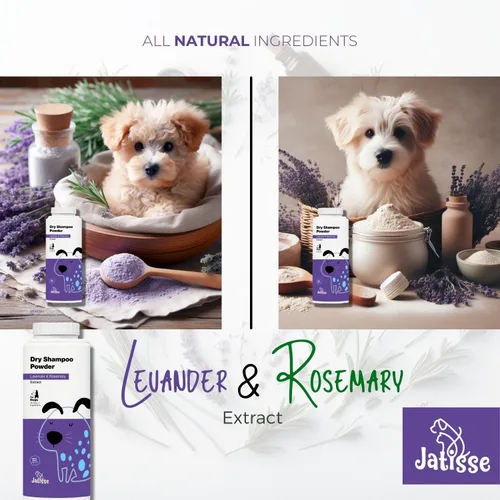 Miniatura 7 de Champú seco en polvo para perros, sin agua, sin enjuague, control de olores para perros malolientes, champú desodorizante natural sin talco, aroma a