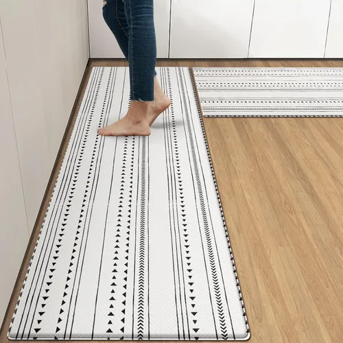 Miniatura 12 de Arttown - Juego de 2 tapetes antifatiga para cocina de mármol negro y oro, tapete acolchado impermeable y antideslizante y alfombra de espuma