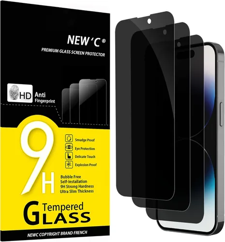 Miniatura 21 de NEW'C Paquete de 3 protectores de pantalla de privacidad para iPhone Air/iPhone 17 Air (6.5 pulgadas), película de vidrio templado antiespía
