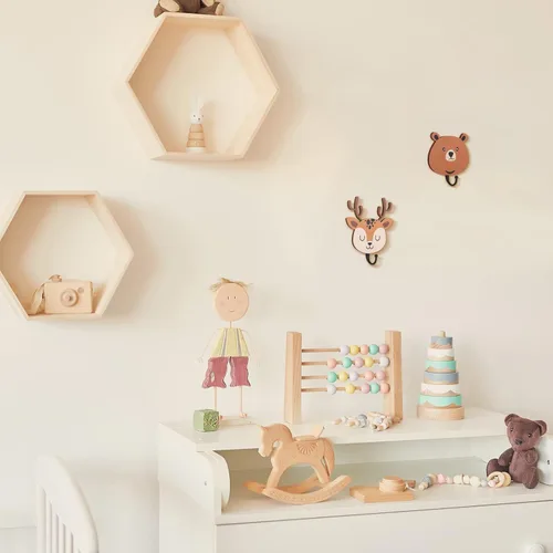 Miniatura 4 de Tatuo 4 ganchos de pared de animales de madera Safari para niños, ganchos de pared para abrigos, temática de animales de selva, decoración