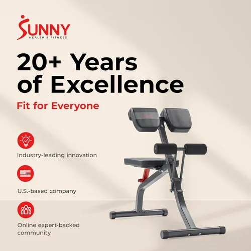 Miniatura 9 de Sunny Health & Fitness Multi-Function Roman Chair with Dip Station & Sit-Up Bench, Adjustable Heavy-Duty Strength Training Equipment for Glutes