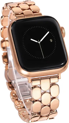 Miniatura 10 de JR.DM Correas de reloj de metal de diseño plateado dorado para mujer, compatibles con Apple Watch de 1.496, 1.575, 1.614, 1.654, 1.732, 1.772, 1.772