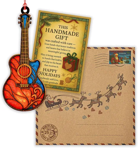 Miniatura 3 de Adornos de Navidad Graciosos de Música - Adorno de Guitarra - Regalos Temáticos de Guitarra - Amante de la Música - Rockeando - Adorno de Navidad