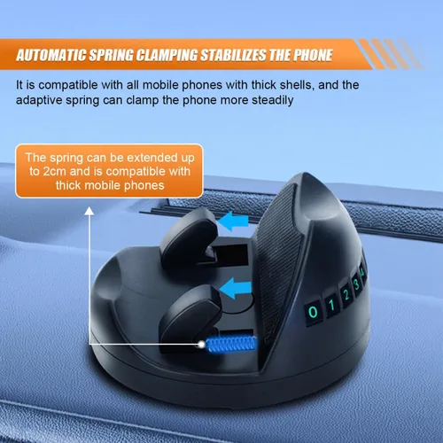 Miniatura 4 de Soporte para teléfono de coche, soporte giratorio ajustable de 360° para salpicadero con placa de estacionamiento, soporte autoadhesivo