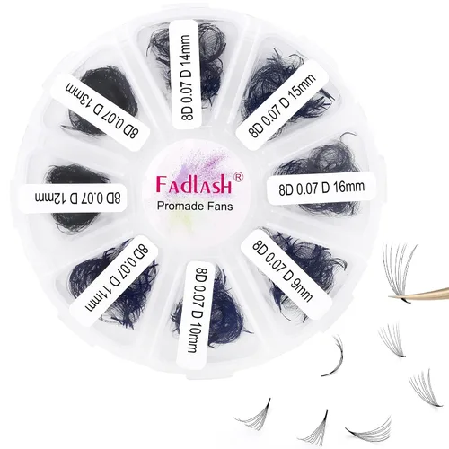 Miniatura 128 de Extensiones de Pestañas Rizo D 0.59-0.79 pulgadas Bandeja Mixta Seda Extensiones de Pestañas Clásicas Suministros Extensiones de Pestañas