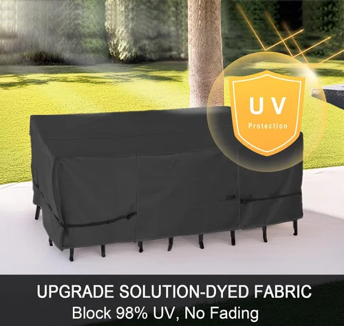 Miniatura 5 de NettyPro Funda rectangular para mesa de patio, 105 x 75 pulgadas, impermeable, para mesa de comedor y silla, rectangular, color negro