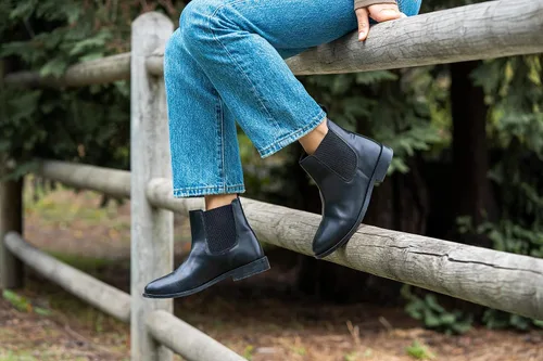 Miniatura 4 de RESISTANCE Botas Chelsea negras para mujer, piel auténtica, Negro
