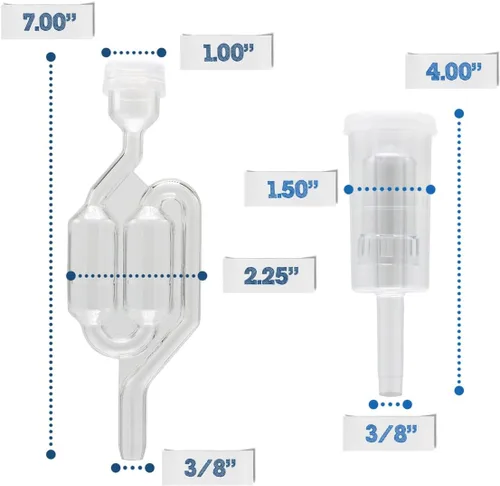 Miniatura 7 de Fermentaholics Airlock - Paquete de 4 esclusas para elaboración de cerveza y fermentación, uso con tapón de goma perforado, tapa con ojales