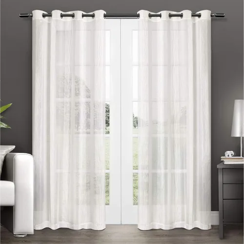 Exclusive Home Curtains Penny - Par de paneles de cortinas traslúcidas con ojales en la parte superior, 54x84 pulgadas, color blanco roto