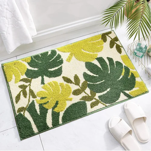 Miniatura 10 de Hi Space Alfombras de baño de 24 x 16 pulgadas con hojas para baño, antideslizante, lavable a máquina, suave, absorbente, bonita alfombra de baño