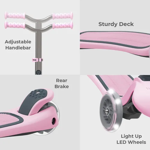 Miniatura 3 de Yvolution Y Glider Air Scooter para niños, patinete de 3 ruedas para niños pequeños, altura ajustable en 4 posiciones, inclínate para dirigir