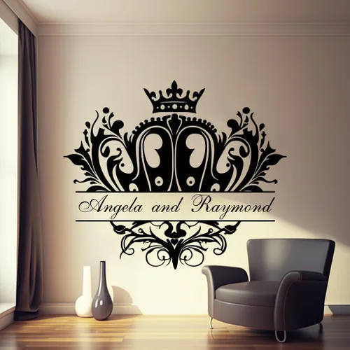 Miniatura 5 de Pegatina de Vinilo Personalizada para Piso y Pared de Boda con Nombres Personalizados y Diseño de Corona - Adhesivo Versátil para Pista de Baile