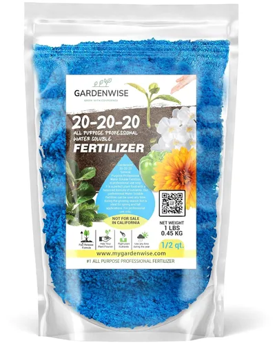 Gardenwise Fertilizante Soluble en Agua 20-20-20 – Polvo para Alimento Líquido de Plantas para Plantas de Interior y Exterior, Orquídeas, Vegetales,