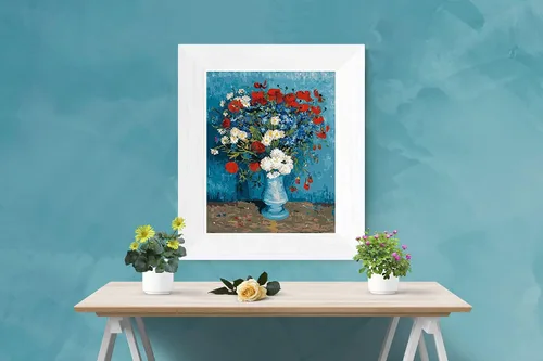 Miniatura 2 de DoMyArt Kit de pintura acrílica por números para adultos, pintura de fama mundial, 16 x 20 pulgadas (jarrón con acianos y amapolas)