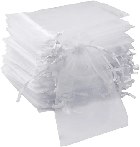 Miniatura 9 de Tojwi 50 bolsas de organza de 3.54 x 4.33 pulgadas (3.5 x 4.3 in) de satén con cordón de organza, bolsa de regalo para boda, fiesta, bolsa de 10
