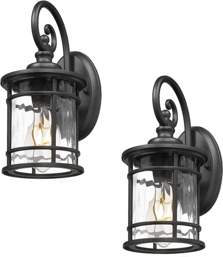 Miniatura 13 de Emliviar Paquete de 2 Apliques de Pared Exteriores, Linternas Antioxidantes para Exteriores Lámparas de Pared, Iluminación de Patio Estilo Granja