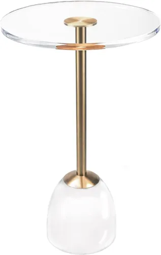 Miniatura 13 de Mesa auxiliar de acrílico transparente, mesa auxiliar gruesa con metal de latón cepillado, mesita de noche transparente, mesas de bebidas, mesita