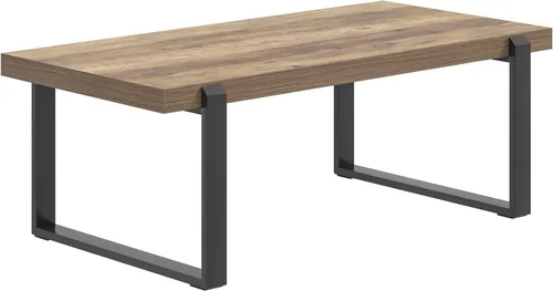 Miniatura 9 de FOLUBAN - Mesa de café rústica, mesa central industrial moderna de madera y metal para sala de estar, 47 pulgadas de roble