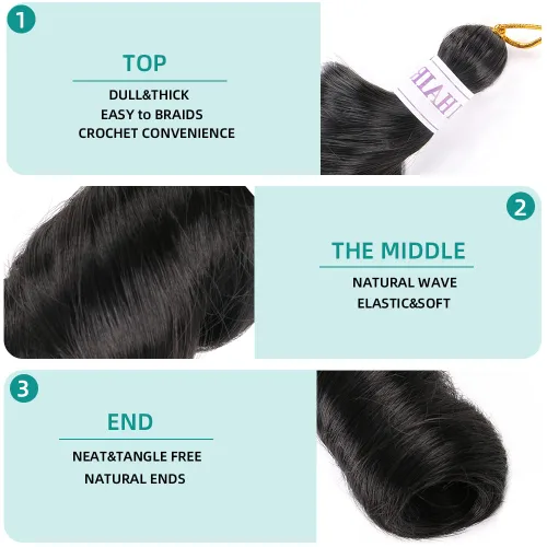 Miniatura 3 de Cabello rizado francés trenzado para trenzas de caja, 8 paquetes de 12 pulgadas, 3.00 oz/paquete, cabello trenzado de onda suelta, extensiones