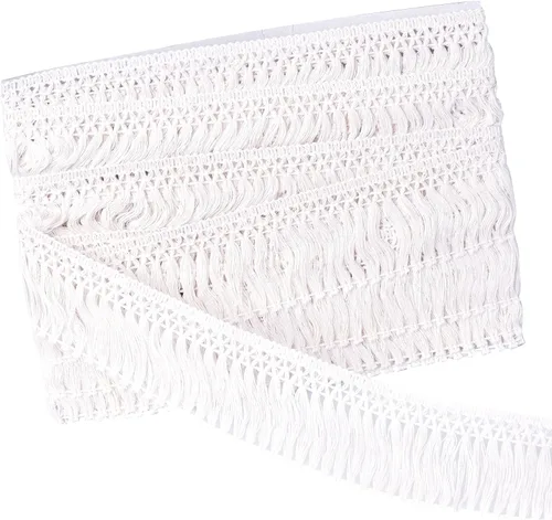 Miniatura 8 de Borla de algodón de 10 yardas x 2.4 in de ancho, ribete de flecos de fibra de encaje, para accesorios de ropa, lámpara de costura para manualidades