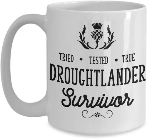Miniatura 8 de Droughtlander Survivor Mug Relief Parody for Outlander Fan for Her Funny 11 o 15 oz. Serie de TV Scottish Highlander Taza de té de cerámica blanca