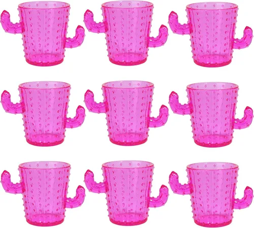 Miniatura 8 de ZZYFGH Vasos de chupito de cactus de plástico (juego de 12), 2 onzas, lindos vasos de tequila de cactus rosa para occidental, despedida de soltera