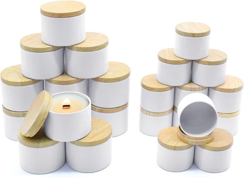 Miniatura 18 de Paquete de 12 tarros de velas, latas de velas de 8 onzas con tapas, tarros de velas de metal vacíos para hacer velas a granel, color negro Negro