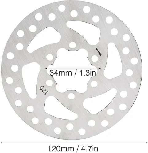 Miniatura 2 de Disco de freno de 120, disco de freno eléctrico de acero inoxidable Patineta Rotor Pad Scooter eléctrico Disco de freno Piezas de repuesto 34