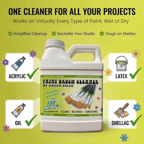 Miniatura 5 de Green Piece® Limpiador de pinceles para limpieza de pintura (fabricado en Estados Unidos), funciona en pintura húmeda o seca, acrílico, látex