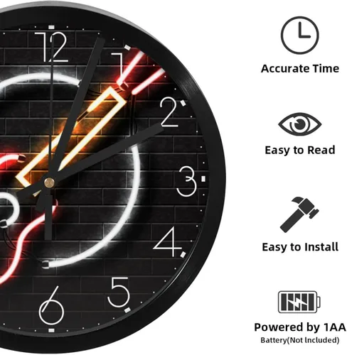 Miniatura 2 de Reloj de pared decorativo de cuarzo silencioso sin tictac, funciona con pilas, reloj redondo de 10 pulgadas, decoración del hogar para cocina, sala