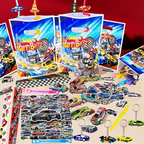 Miniatura 4 de CZWXOXO 122 piezas de regalos de fiesta de coches de carreras suministros de fiesta de cumpleaños para recompensas de aula, decoraciones