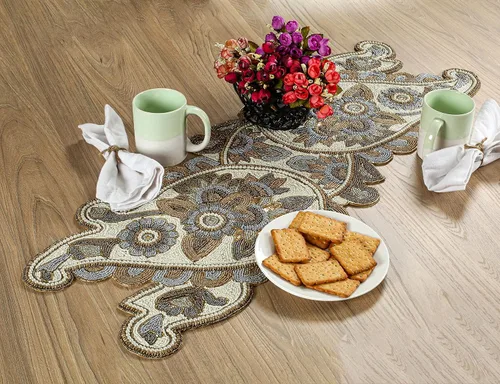Miniatura 12 de Camino de mesa con cuentas de hojas verdes de 36 pulgadas de largo - Hermoso, elegante y sofisticado corredor decorativo brillante perfecto